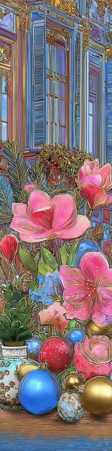 Free printable Christmas bookmarks of outdoor flowers at Christmas time